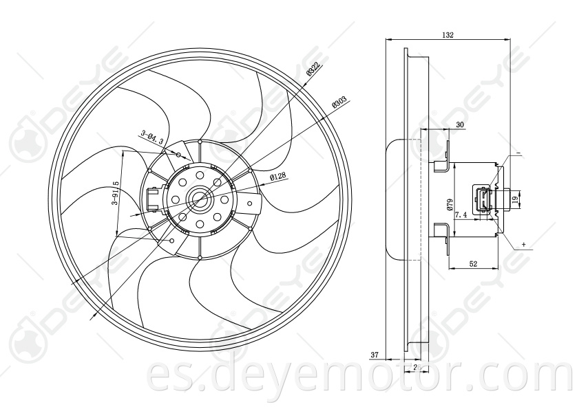 377959455G ventilador de refrigeración del radiador tipo ventilador para VW PARATI SAVEIRO POINTER GOL